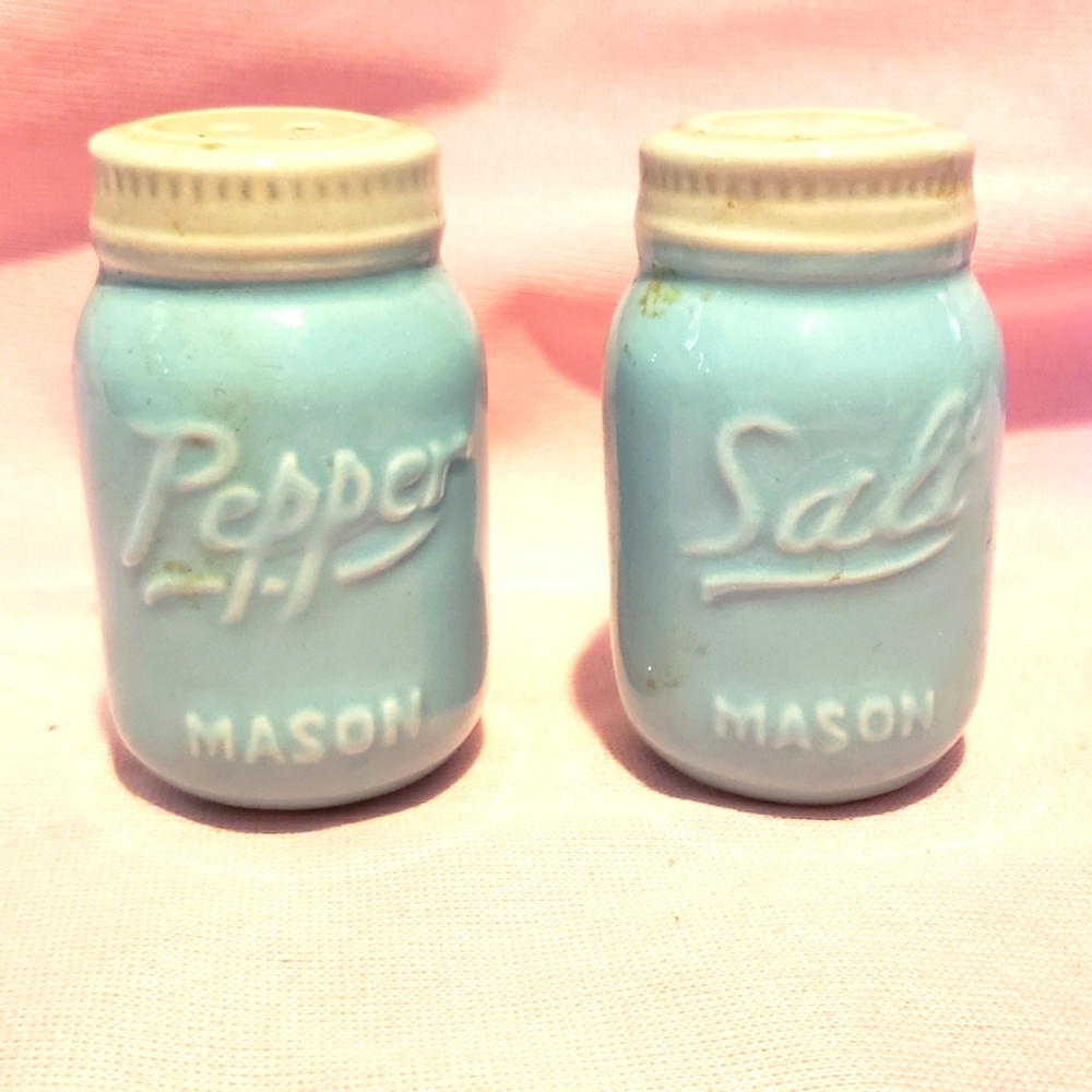 Mini Ceramic Mason Jar Salt and Pepper Shakers
